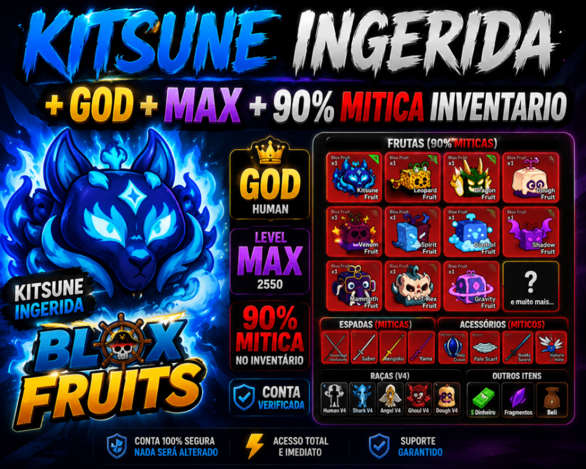 KITSUNE INGERIDA + RANDOM V4 FULL GEAR + CDK + GOD + LVL2800 + 90% MYTHICAL